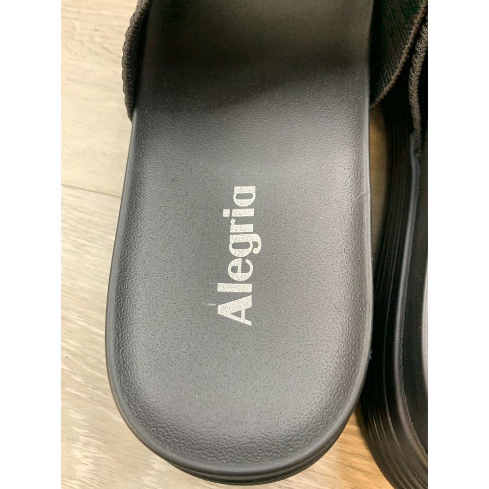 Alegria Women's Black Ribbed Textile Platform Slide Sandals 11.5 Comfort Shoes - Picture 7 of 11